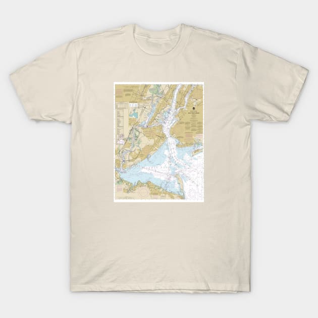 New York Harbor - Marine Navigation Nautical Chart T-Shirt by Vidision Avgeek